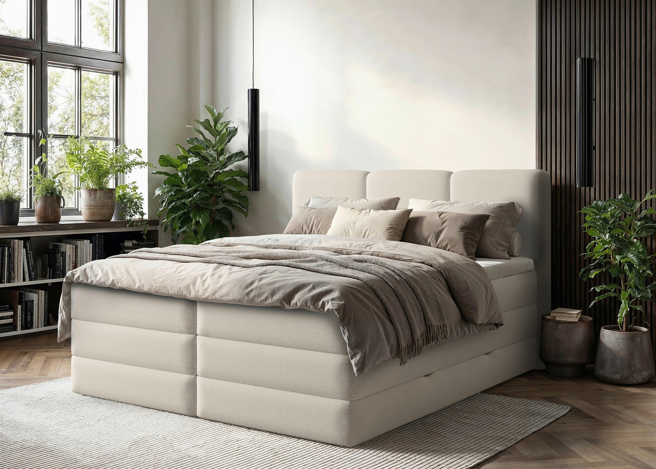 Mid.you Boxspringbett Creme 160x200 cm
