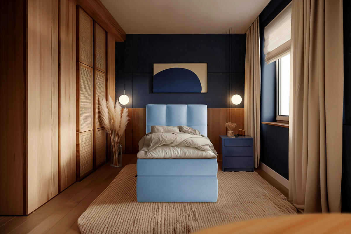 BOXBETT 90/200 cm  in Blau  - Blau/Schwarz, Modern, Holz/Holzwerkstoff (90/200cm) - MID.YOU