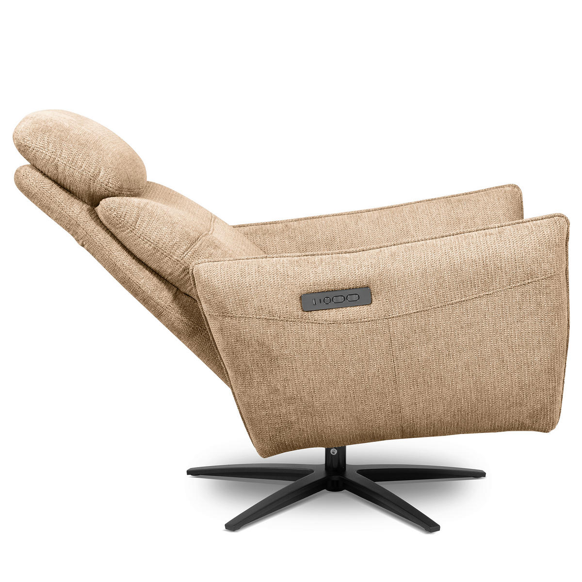RELAXSESSEL in Textil Sandfarben  - Sandfarben/Schwarz, Design, Textil/Metall (77/107/88cm) - Livetastic