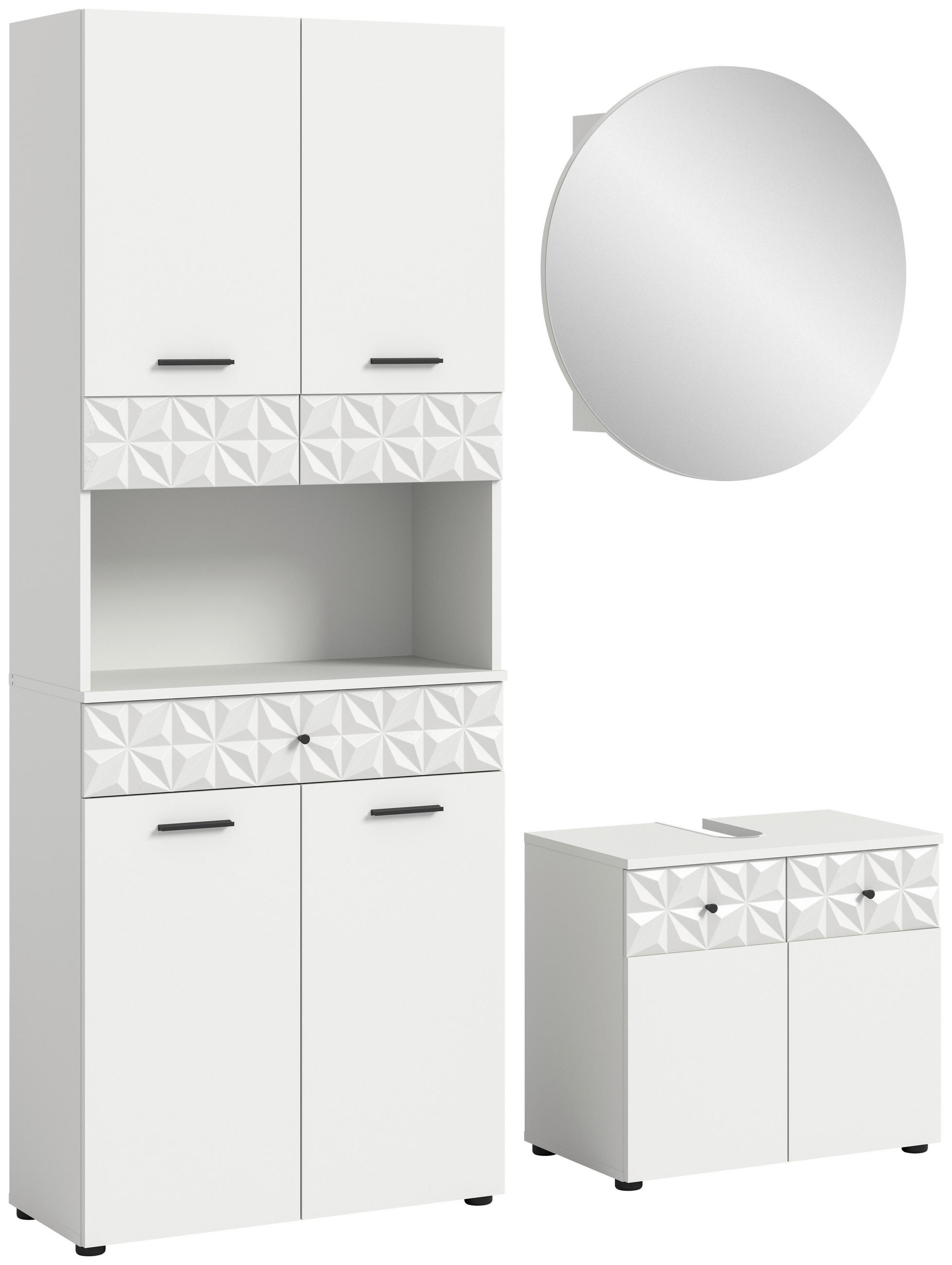 BADEZIMMER 3-teilig  in 130 cm  - Schwarz/Weiß, MODERN, Glas/Holzwerkstoff (130cm) - MID.YOU
