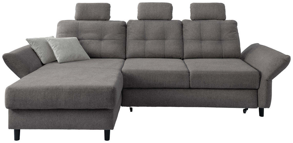 ECKSOFA in Chenille Graubraun  - Graubraun/Hellgrau, Modern, Holz/Textil (176/250-280cm) - Livetastic
