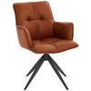 ARMLEHNSTUHL  in Eisen Echtleder pigmentiert  - Cognac/Schwarz, Design, Leder/Metall (59/89/63cm) - Dieter Knoll
