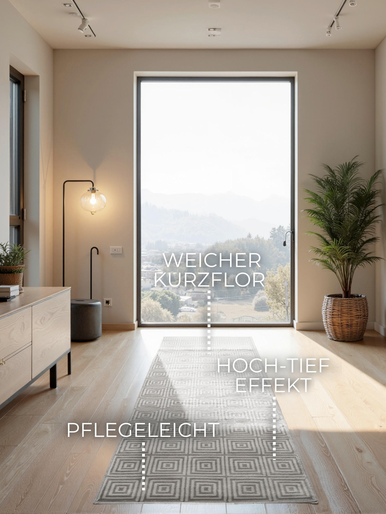 LÄUFER 80/240 cm Perles  - Weiß/Grau, Basics, Kunststoff (80/240cm) - Elle Decoration