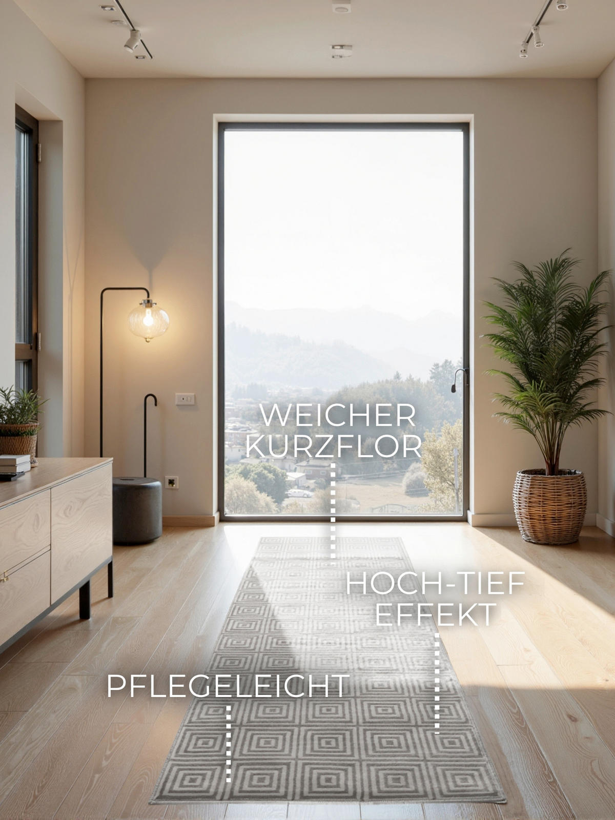 LÄUFER 80/240 cm Perles  - Weiß/Grau, Basics, Kunststoff (80/240cm) - Elle Decoration