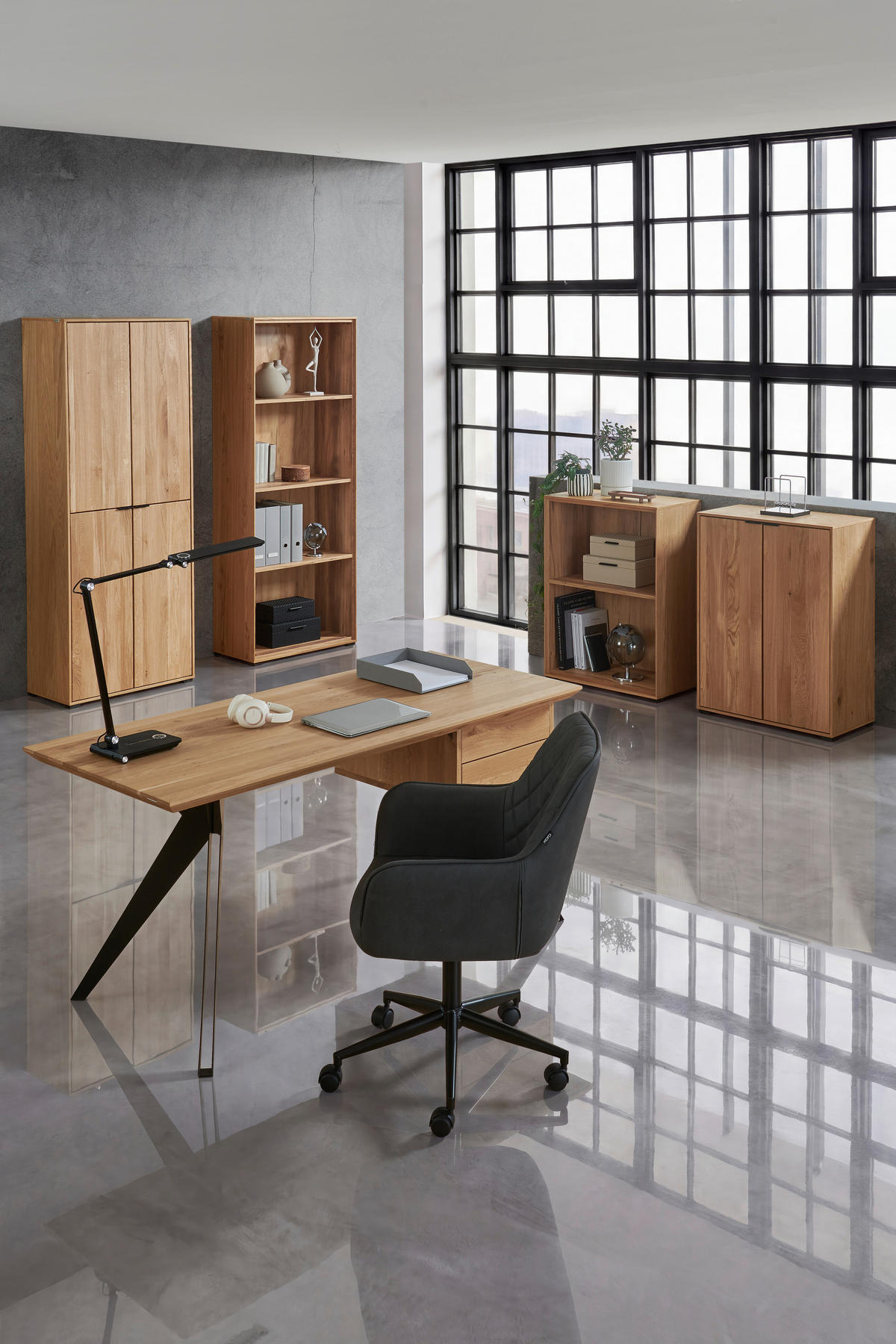 SCHREIBTISCH 160/70/75 cm  in Wildeiche  - Wildeiche/Schwarz, Natur, Holz/Metall (160/70/75cm) - Linea Natura