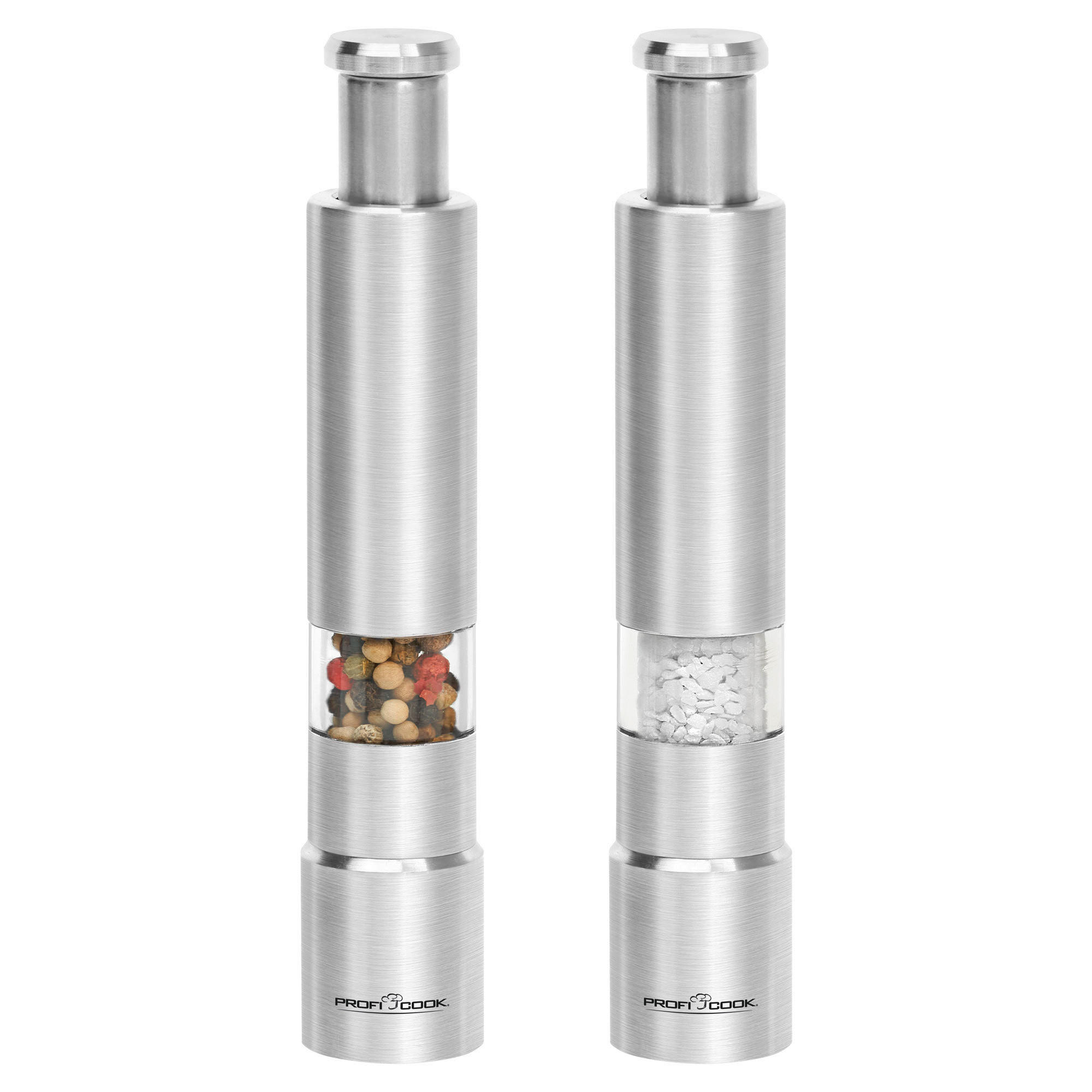 Pfeffer- und Salzmühle 2er Set - Edelstahlfarben, Basics, Kunststoff/Metall (2,7/15,2/2,7cm) - Bomann