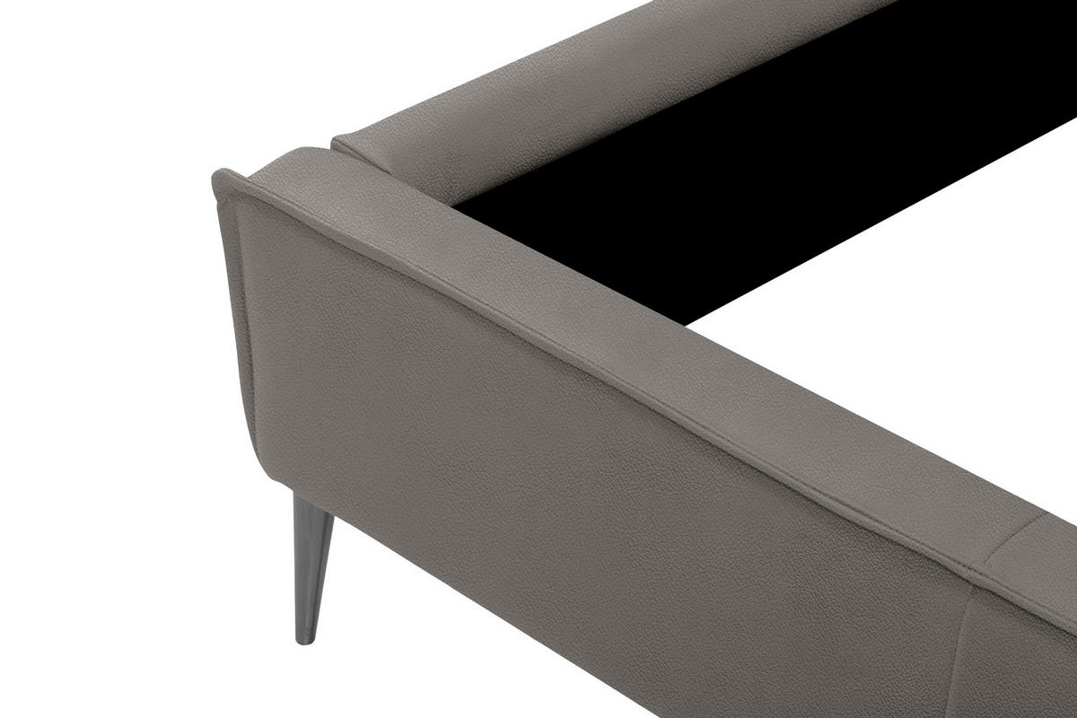 POLSTERBETT 140/200 cm,  in Grau, gepolstertes Kopfteil,  - Schwarzchrom/Grau, KONVENTIONELL, Leder/Metall (140/200cm) - Esposa