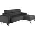 ECKSOFA Anthrazit Chenille  - Anthrazit/Schwarz, KONVENTIONELL, Textil/Metall (264/178cm) - Hom`in