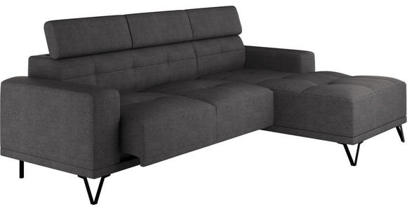 ECKSOFA Anthrazit Chenille - Anthrazit/Schwarz, KONVENTIONELL, Textil/Metall (264/178cm) - Hom`in