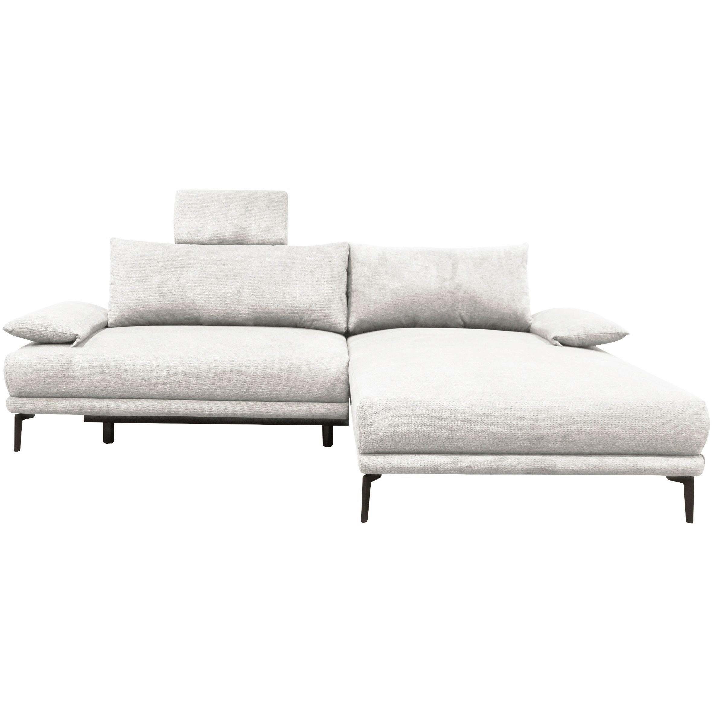ECKSOFA Weiß Webstoff  - Schwarz/Weiß, Design, Textil/Metall (260/192cm) - MID.YOU