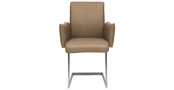 ARMLEHNSTUHL  in Stahl Mikrofaser  - Sandfarben/Edelstahlfarben, Design, Holzwerkstoff/Textil (63/91/60cm) - Dieter Knoll