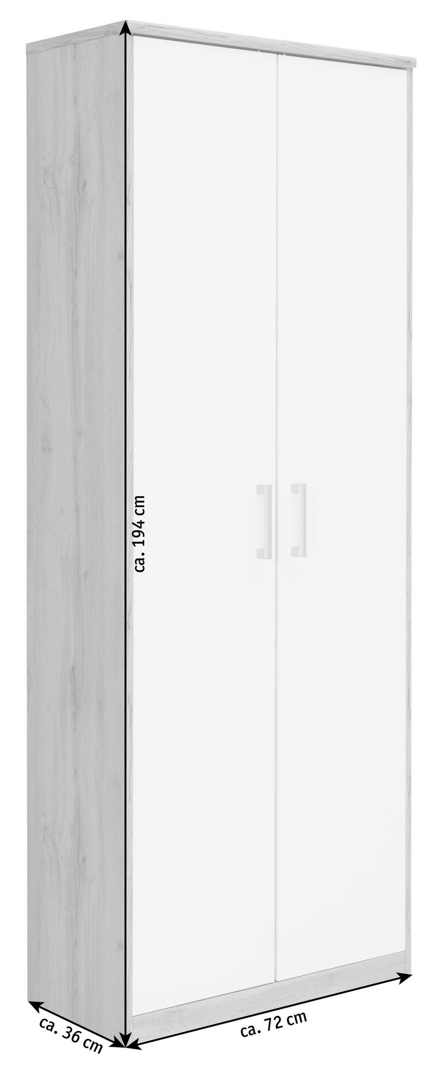 MEHRZWECKSCHRANK 72/194/36 cm  - Silberfarben/Eiche Wotan, Basics, Holzwerkstoff/Kunststoff (72/194/36cm) - Xora