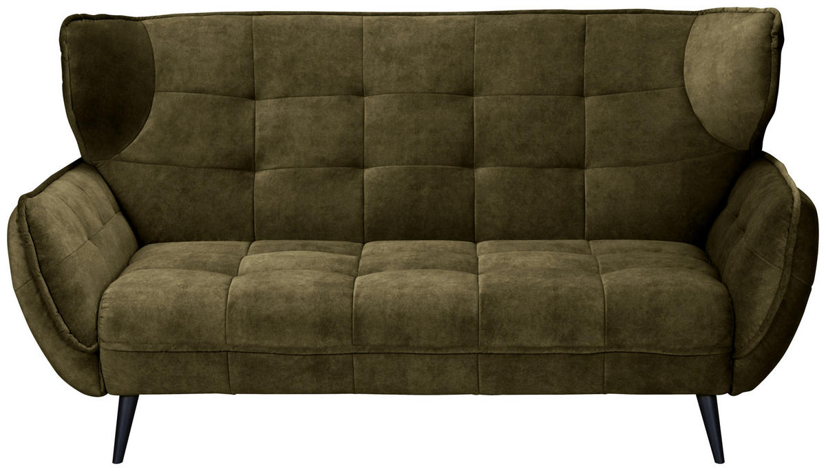 2-SITZER-SOFA in Mikrofaser Olivgrün  - Schwarz/Olivgrün, Modern, Textil/Metall (191/105/98cm) - MID.YOU