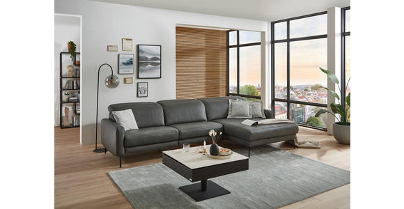 ECKSOFA Anthrazit Echtleder Kopfteilverstellung  - Anthrazit/Schwarz, Design, Leder/Metall (323/179cm) - Dieter Knoll