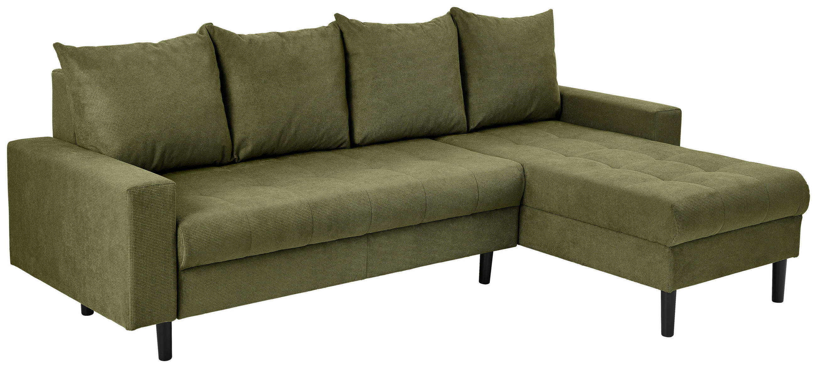 ECKSOFA in Webstoff Dunkelgrün  - Dunkelgrün/Schwarz, Konventionell, Kunststoff/Textil (231/157cm) - P & B