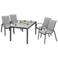 GARTENSET 5-teilig  - Graphitfarben/Grau, KONVENTIONELL, Glas/Textil - Gardenson