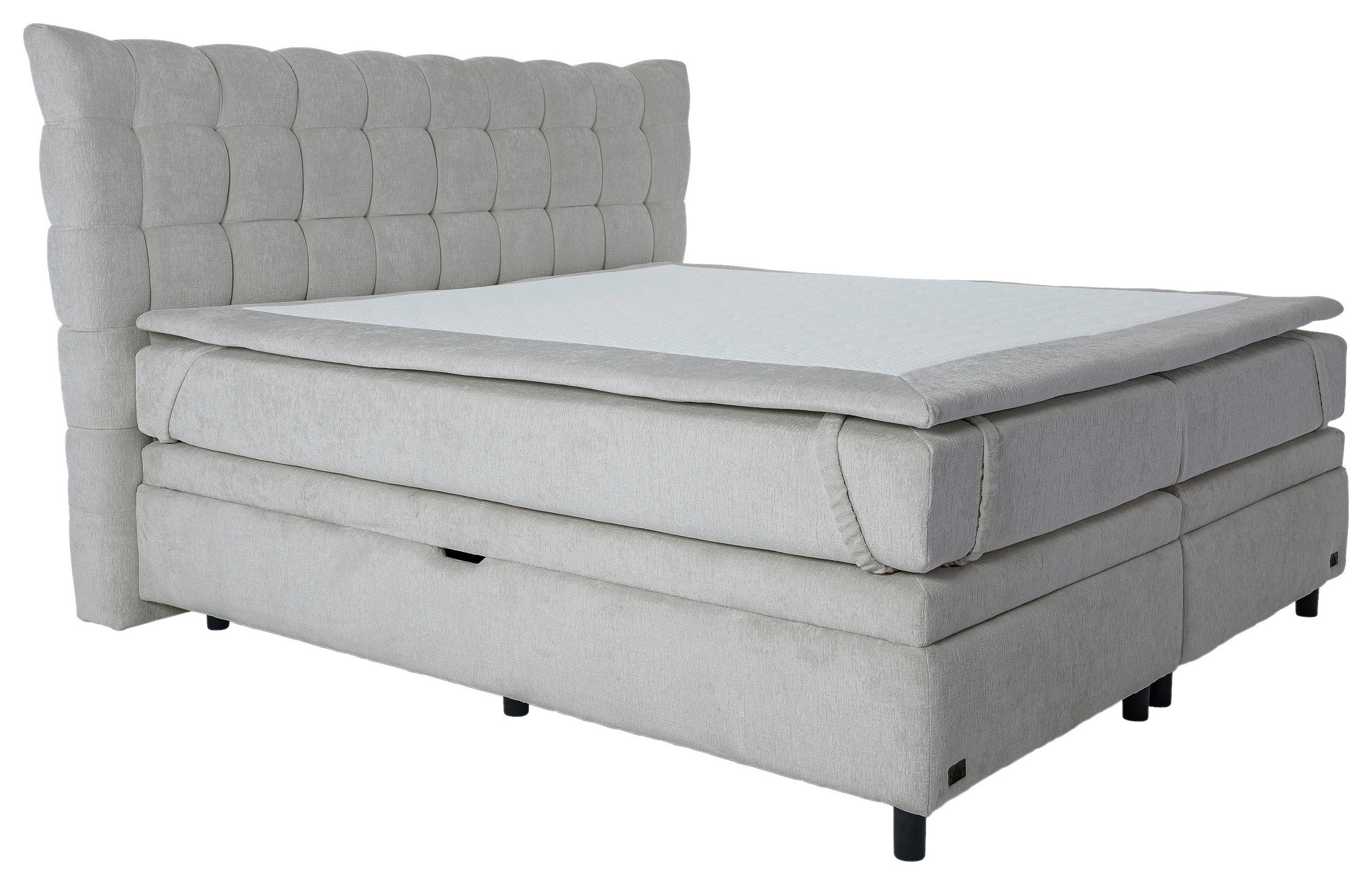 Pat Boxspring, 180/200 cm, gri deschis - gri deschis/cașmir, Basics, material pe bază de lemn (180/200cm) - Esposa