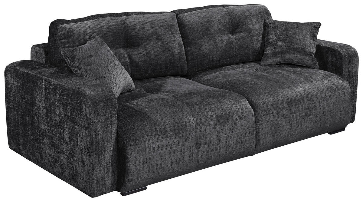 BÄDDSOFFA i chenille svart  - svart, Klassisk, textil/plast (235/88/120cm) - MID.YOU