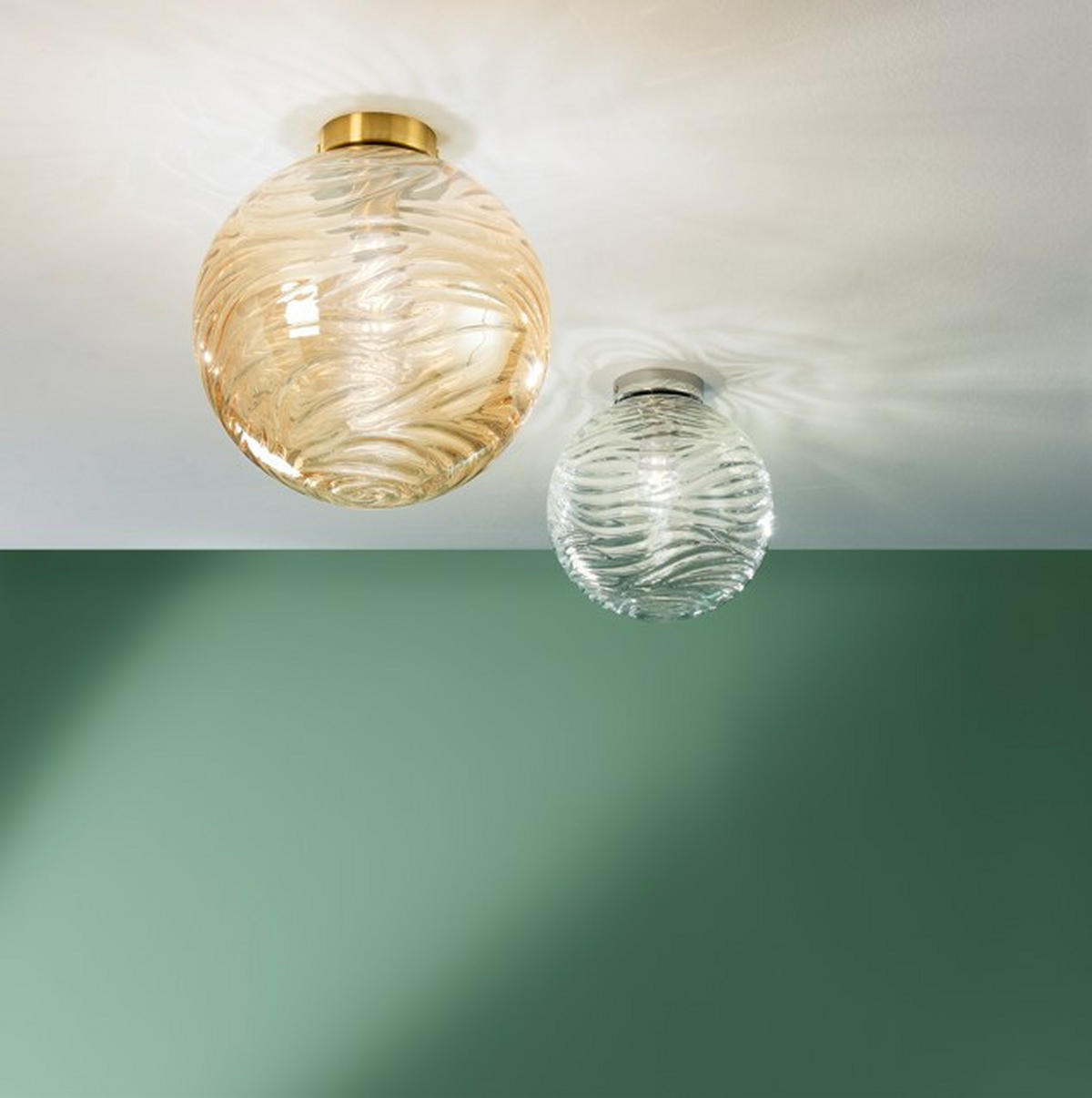 DECKENLEUCHTE Luce Ambiente e Design 25/25 cm   - Goldfarben/Bernsteinfarben, LIFESTYLE, Glas/Metall (25/25cm)