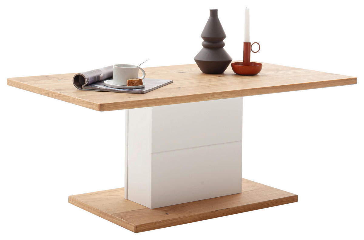 COUCHTISCH Asteiche furniert 110/65/45 cm rechteckig Weiß, Eichefarben  - Eichefarben/Weiß, Natur, Holz/Holzwerkstoff (110/65/45cm) - Novel