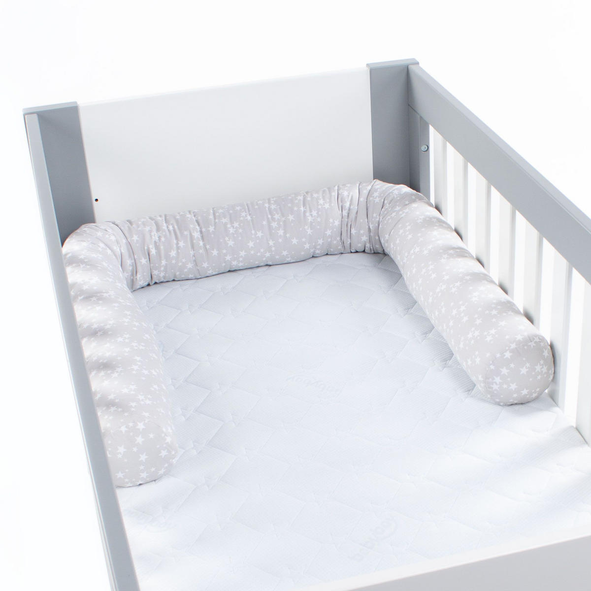 Nestchenschlange Piqué BABYBAY   9/180 cm  - Weiß/Grau, Basics, Textil (9/180cm) - Babybay