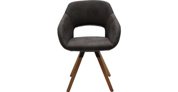 STUHL Mikrofaser Balkeneiche massiv Anthrazit, Eichefarben - Eichefarben/Anthrazit, Design, Holz/Textil (63/83/58cm) - Valnatura