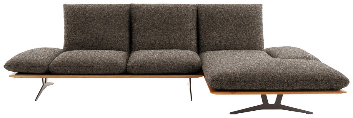 ECKSOFA in Flachgewebe Dunkelbraun  - Dunkelbraun/Schwarz, Design, Holz/Textil (314/159cm) - Dieter Knoll