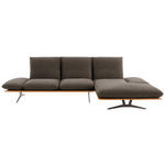 ECKSOFA in Flachgewebe Dunkelbraun  - Dunkelbraun/Schwarz, Design, Holz/Textil (314/159cm) - Dieter Knoll