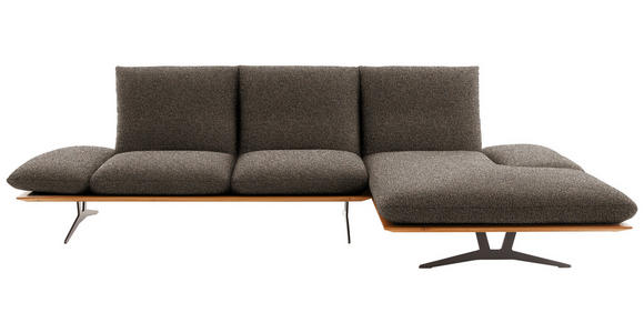 ECKSOFA in Flachgewebe Dunkelbraun  - Dunkelbraun/Schwarz, Design, Holz/Textil (314/159cm) - Dieter Knoll