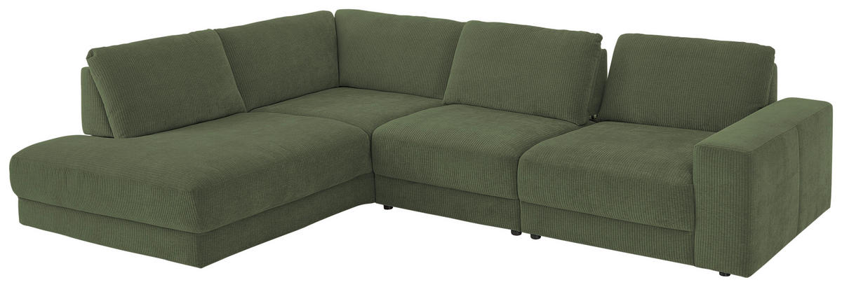 ECKSOFA in Chenille, Jacquard Grün  - Schwarz/Grün, Design, Kunststoff/Textil (242/316cm) - Niels Andersson