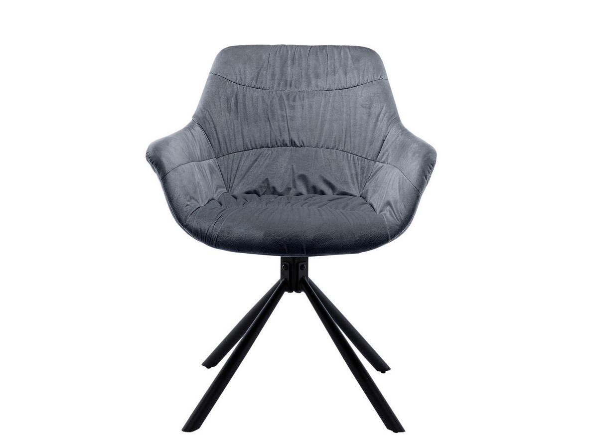 ARMLEHNSTUHL  in Samt  - Schwarz/Grau, MODERN, Textil/Metall (64/82/63cm) - Livetastic