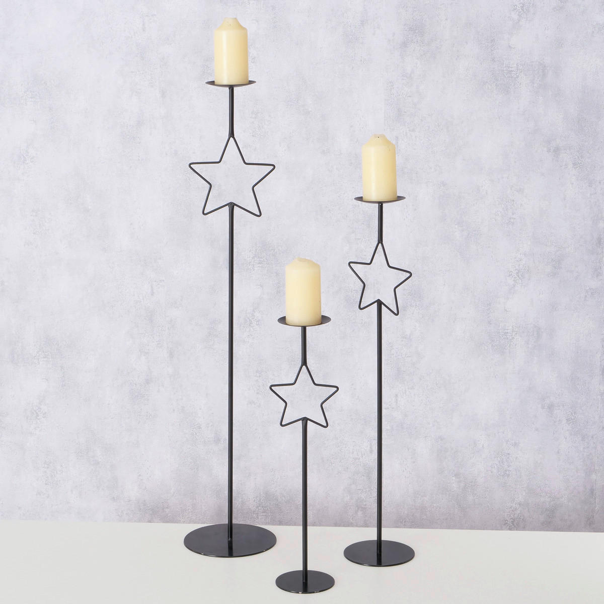 KERZENHALTER - Schwarz, Metall (20/20/99,5cm) - Boltze Home