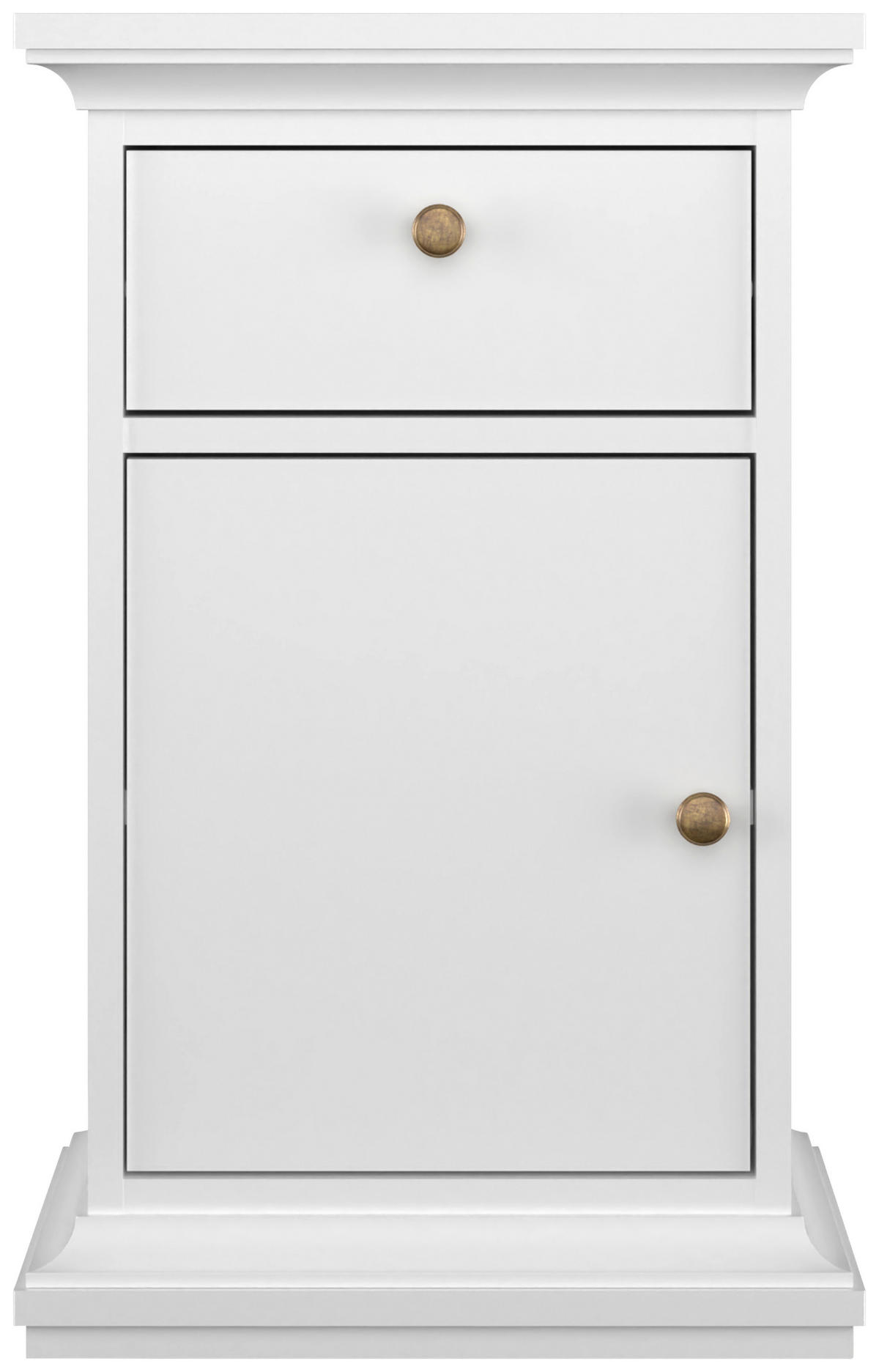 NOČNÍ STOLEK, bílá, 43,6/69,6/40 cm - bílá/barvy mosazi, Moderní, kov/kompozitní dřevo (43,6/69,6/40cm) - MID.YOU