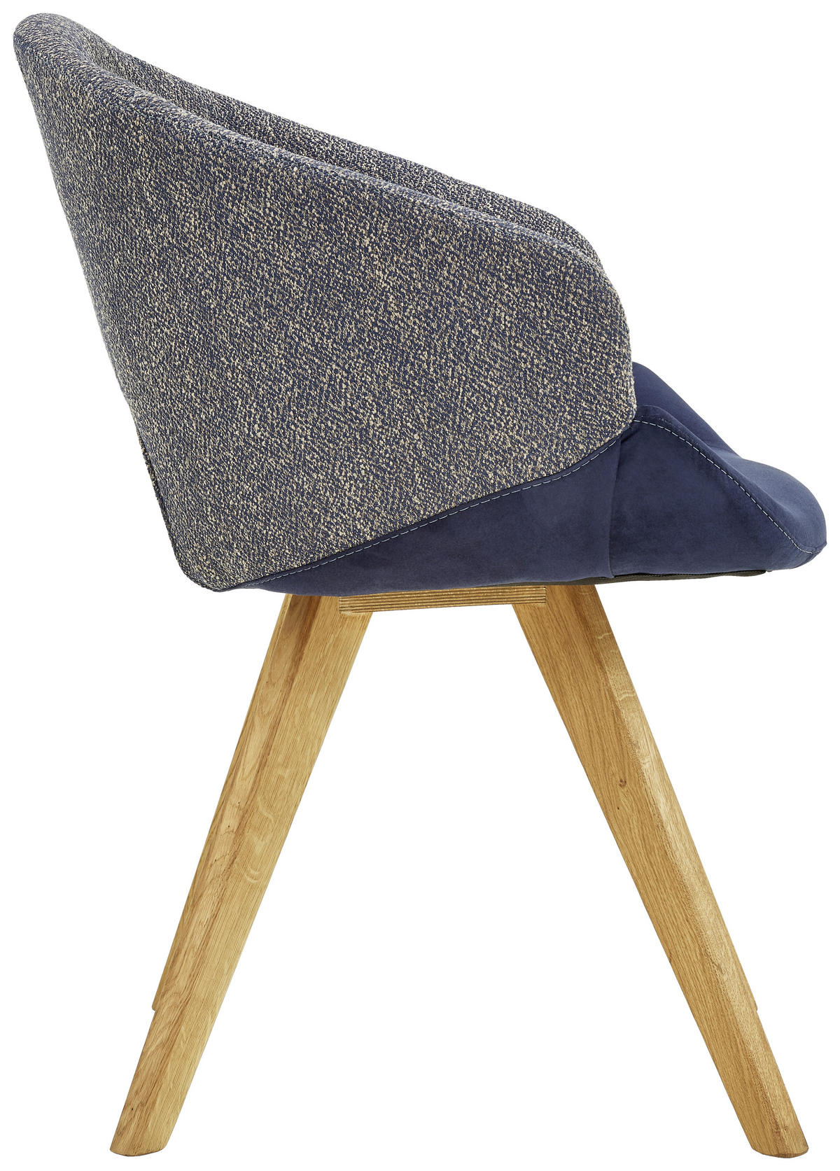 ARMLEHNSTUHL  in Webstoff, Flachgewebe  - Blau/Eichefarben, Design, Holz/Textil (58/83/59cm) - Linea Natura