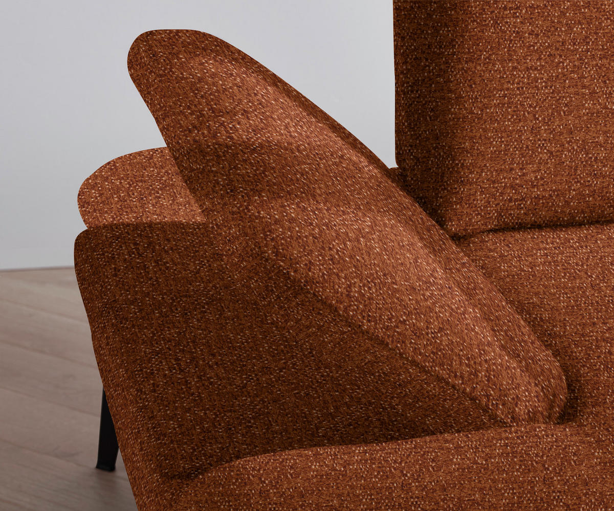 ECKSOFA in Webstoff Rostfarben  - Rostfarben/Schwarz, Design, Textil/Metall (289/180cm) - Stylife