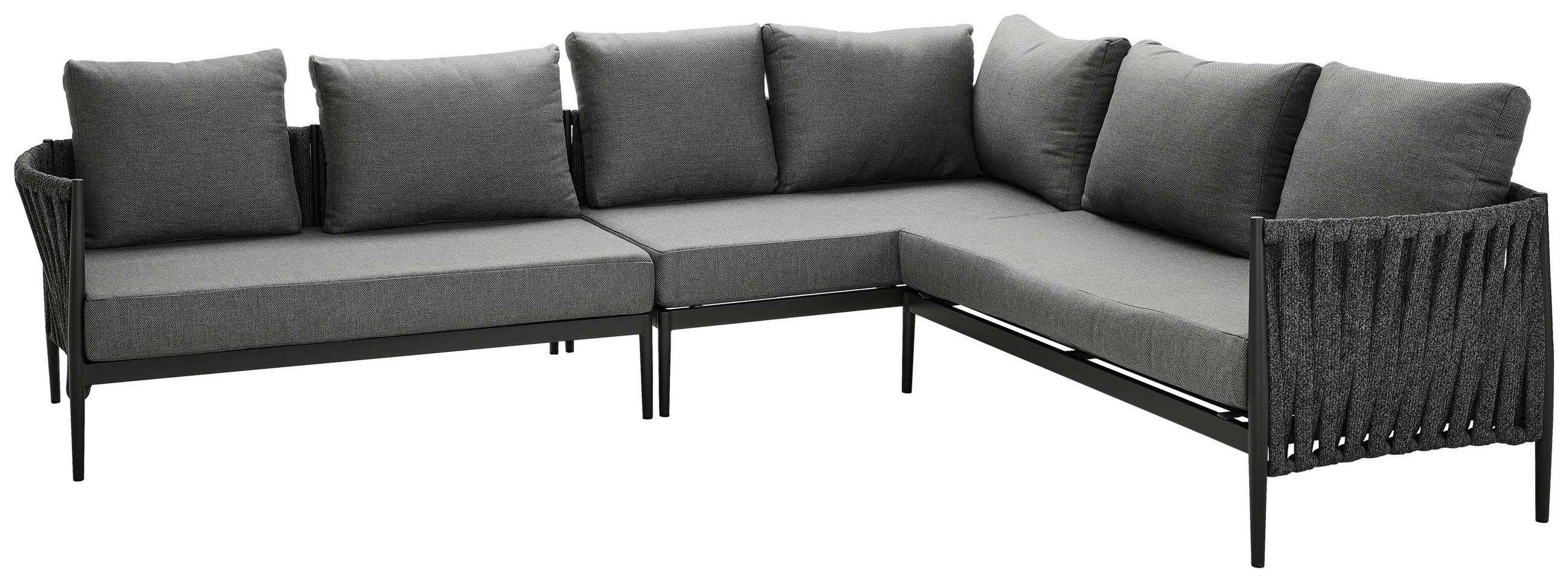 LOUNGEGARNITUR 296/229 cm Aluminium  - Dunkelgrau/Anthrazit, Design, Textil/Metall (296/229cm) - Amatio