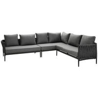 LOUNGEGARNITUR 296/229 cm Aluminium  - Dunkelgrau/Anthrazit, Design, Textil/Metall (296/229cm) - Amatio