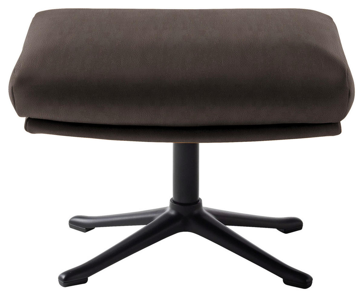 HOCKER in Leder Dunkelbraun  - Dunkelbraun/Schwarz, Design, Leder/Metall (54/41/41cm) - home24