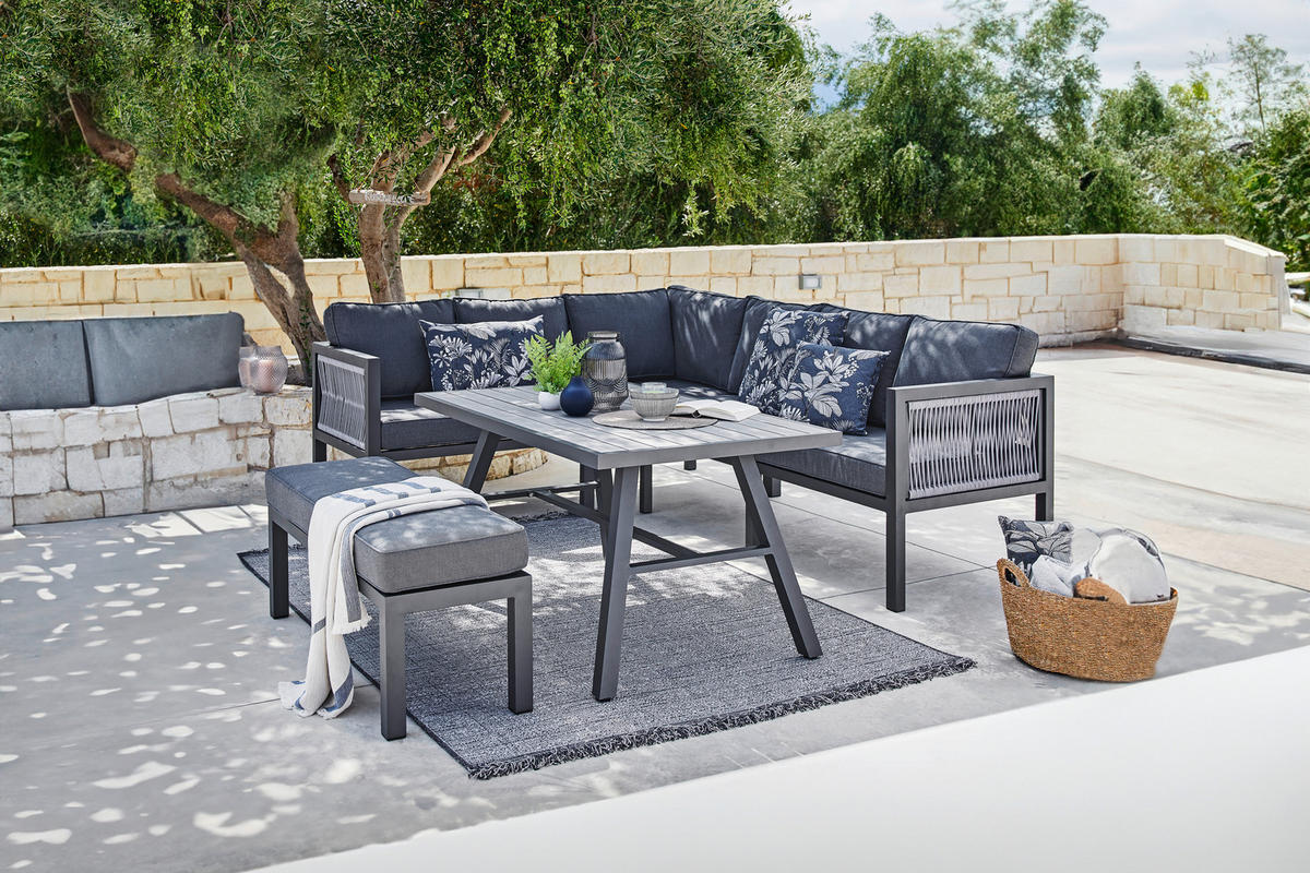 LOUNGE GARNITURA  antracit, svijetlo siva, tamno siva   - tamno siva/svijetlo siva, Moderno, metal/tekstil (195/242cm) - Amatio