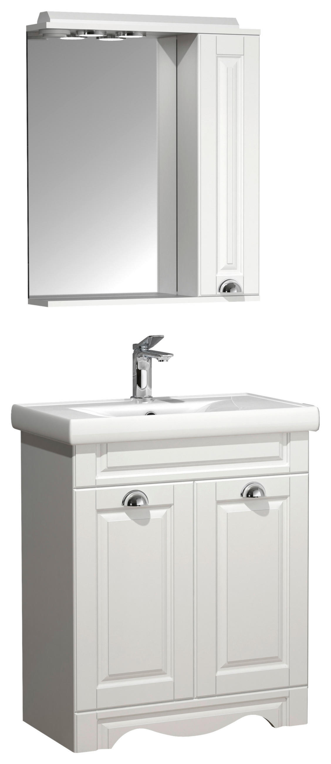 BADEZIMMER 3-teilig  in 61 cm  - Weiss/Silberfarben, Modern, Glas/Keramik (61cm) - MID.YOU