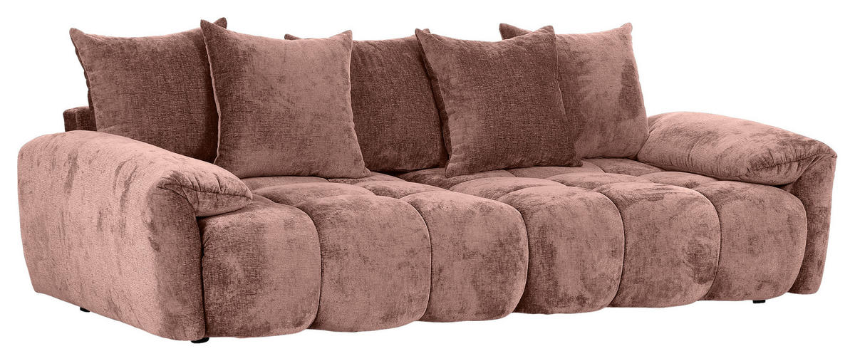 BIGSOFA in Chenille Altrosa  - Schwarz/Altrosa, Design, Kunststoff/Textil (265/67/130cm) - home24