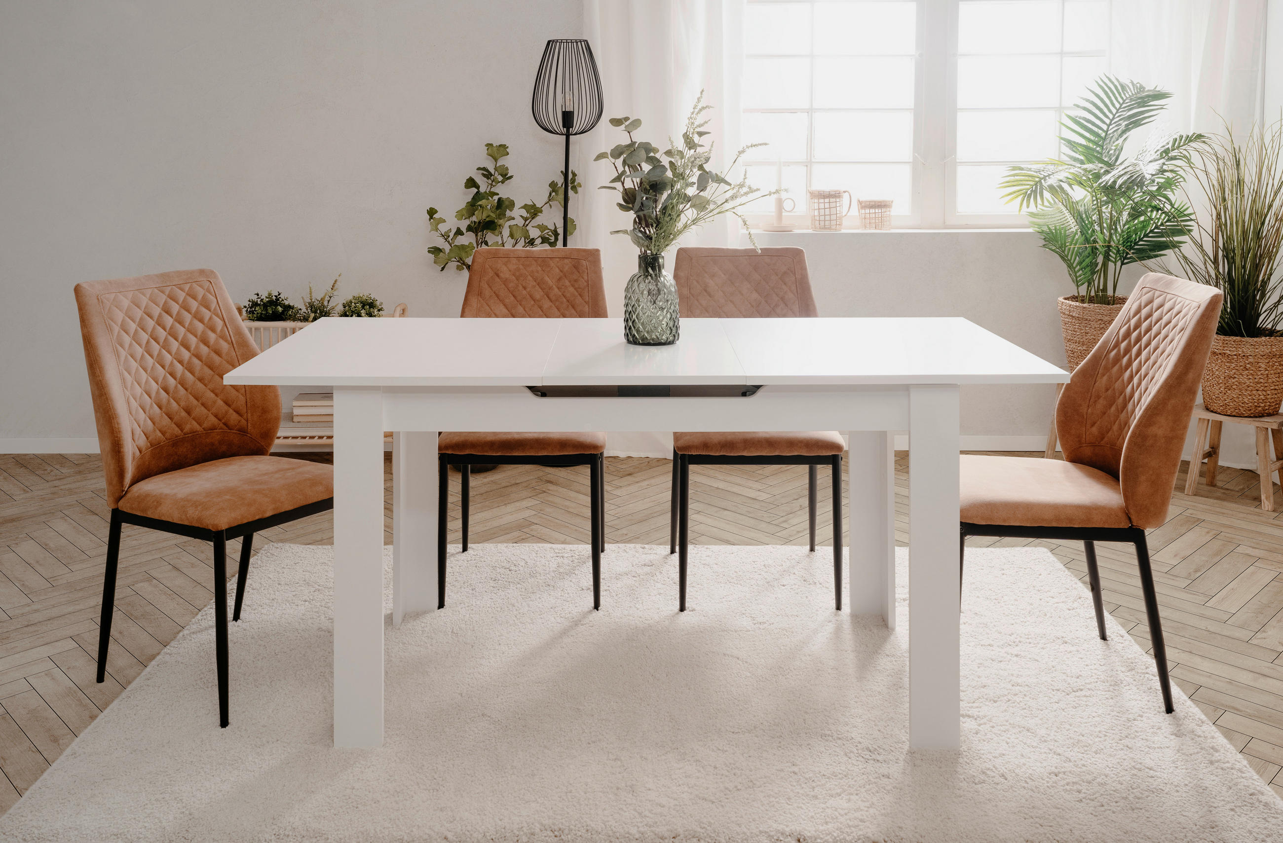 ESSTISCH Weiß rechteckig  ausziehbar  - Weiß, MODERN, Holzwerkstoff (125-165/80/75cm) - MID.YOU