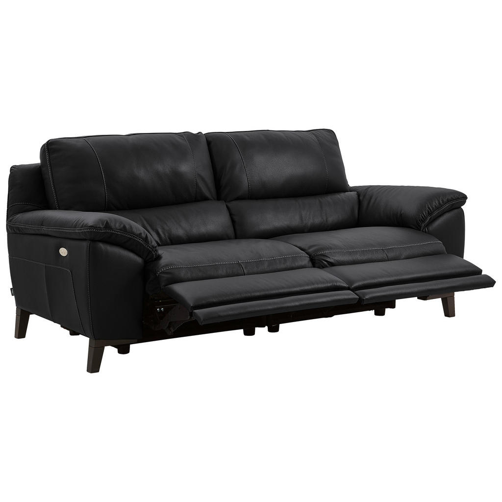 Thumbnail - Livetastic 2,5-Sitzer, Schwarz, Leder, Kombination Echtleder/Lederlook, Semi-Anilinleder, 216x97x95-151 cm, Made in EU, ...