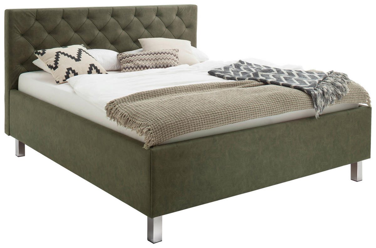 POLSTERBETT 160/200 cm  Grün  - Grün, Modern, Holzwerkstoff/Textil (160/200cm) - Xora