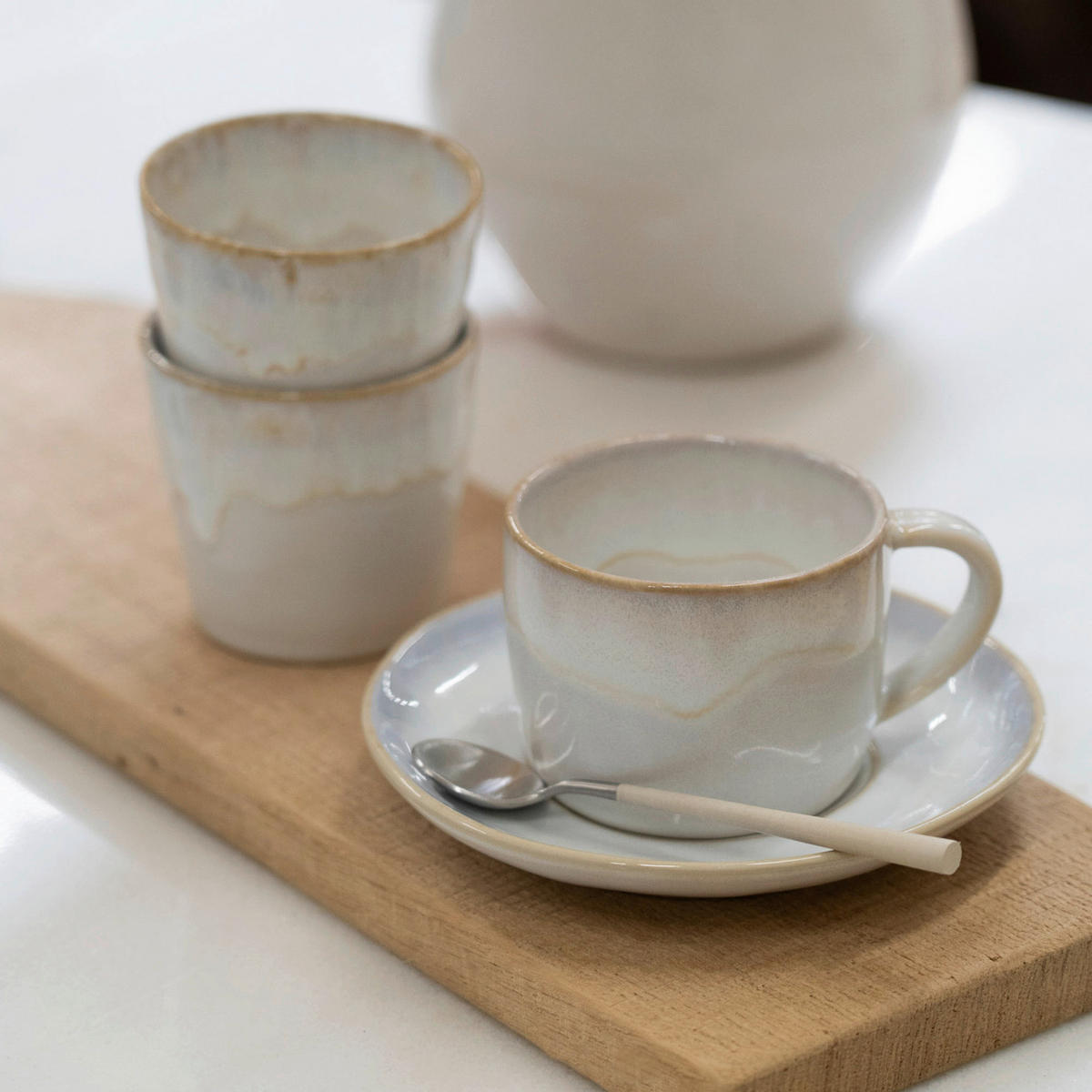 ESPRESSOTASSENSET 6ER SET BRISA 12-teilig  - Weiß Hochglanz/Perlmutt, Basics, Keramik (0,07l) - Costa Nova