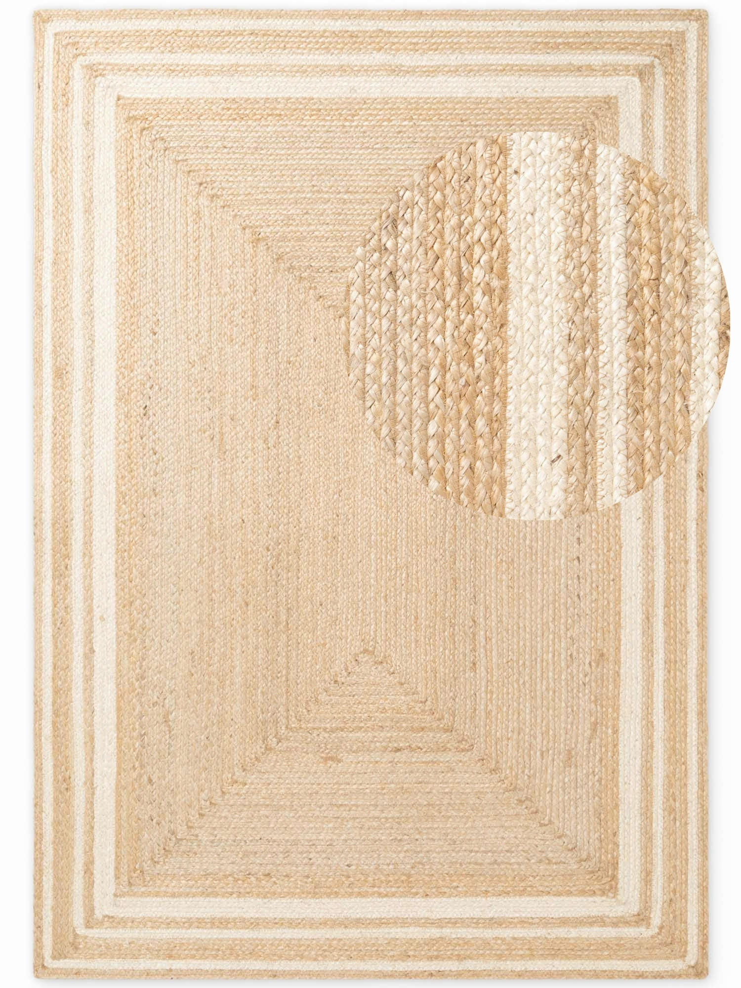 JUTETEPPICH Wohnzimmer 80/150 cm Looma Weiß, Goldbraun rechteckig  - Goldbraun/Weiß, Basics, Textil (80/150cm) - Hanse Home
