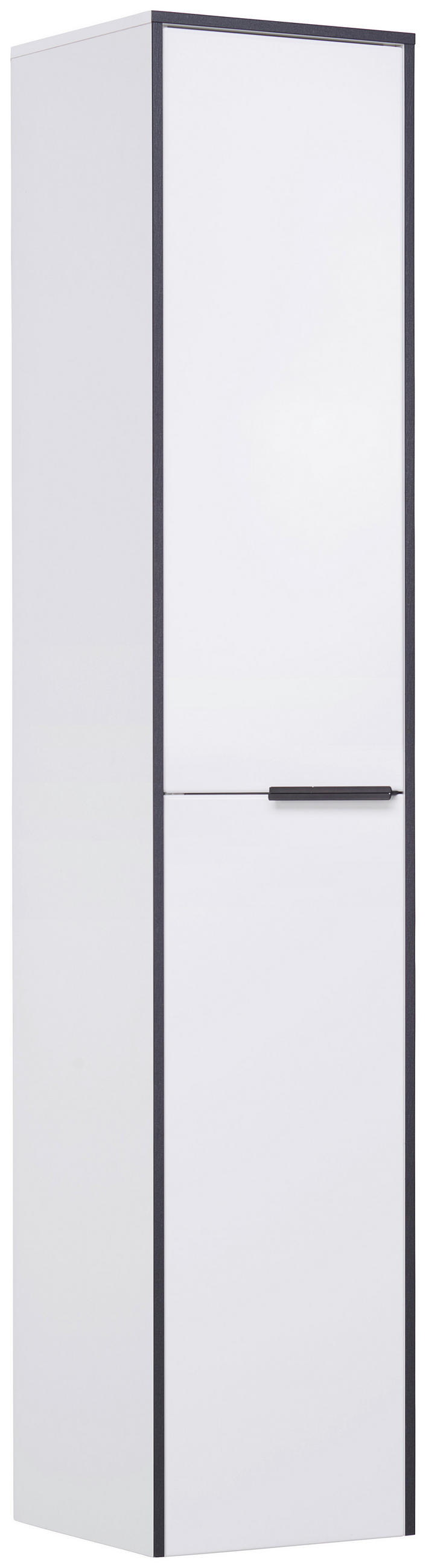 HOCHSCHRANK 32,8/163,3/32,0 cm - Weiß Hochglanz/Schwarz, Basics, Glas/Holzwerkstoff (32,8/163,3/32,0cm) - Voleo