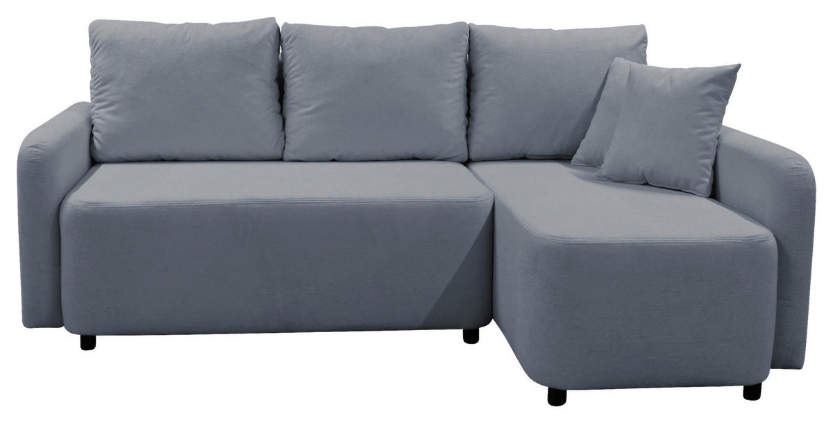 ECKSOFA STERN Grau Bouclé Zierkissen, Rückenkissen, Bettkasten  - Schwarz/Grau, Design, Kunststoff/Textil (207/152cm) - MID.YOU