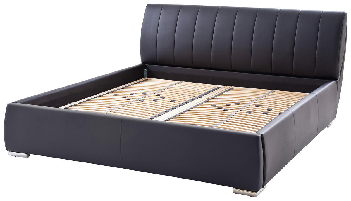 POLSTERBETT Lattenrost, Bettkasten Schwarz 180/200 cm  - Chromfarben/Schwarz, Design, Holz/Textil (180/200cm) - Livetastic