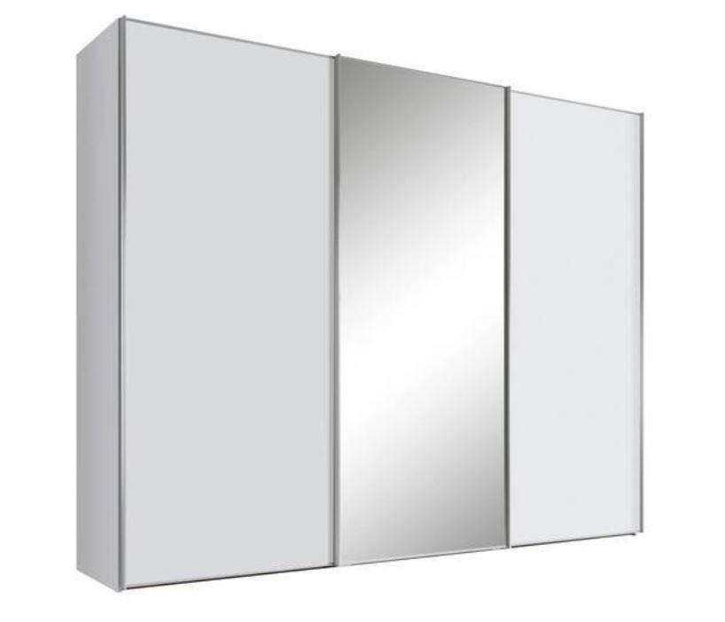 Dulap Cu Uși Glisante, 280/222/68 cm, alb - alb/culoare aluminiu, Modern, sticlă/metal (280/222/68cm) - Moderano